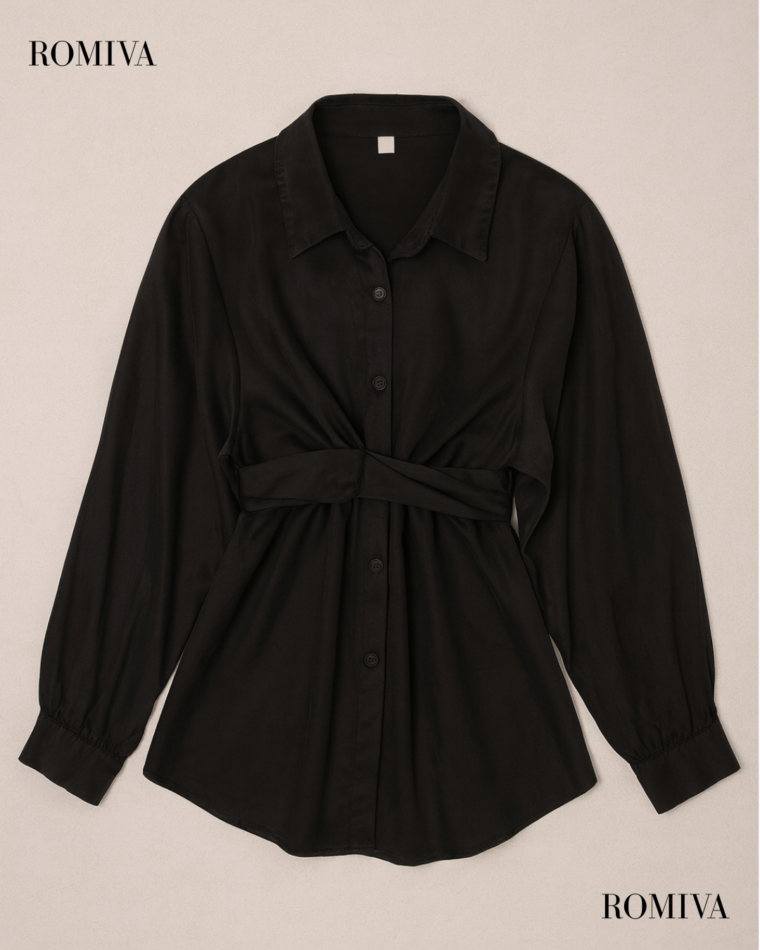 Tencel Signature Blouse - Beige/Black – Romiva