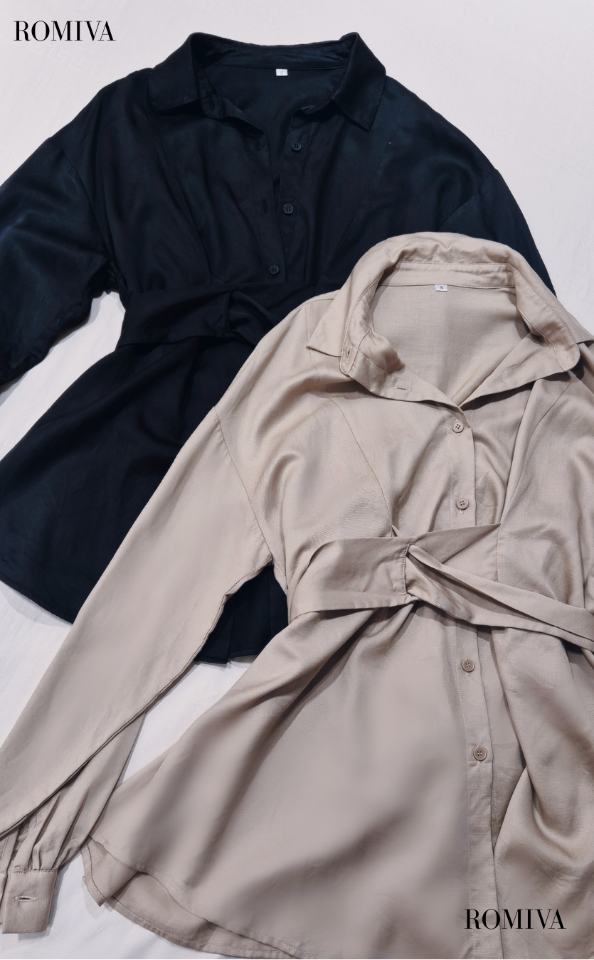 Tencel Signature Blouse - Beige/Black