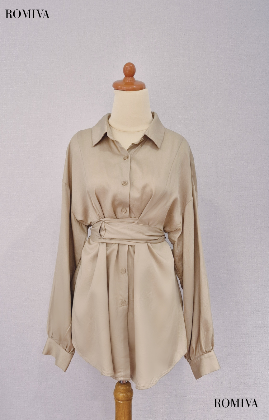 Tencel Signature Blouse - Beige/Black