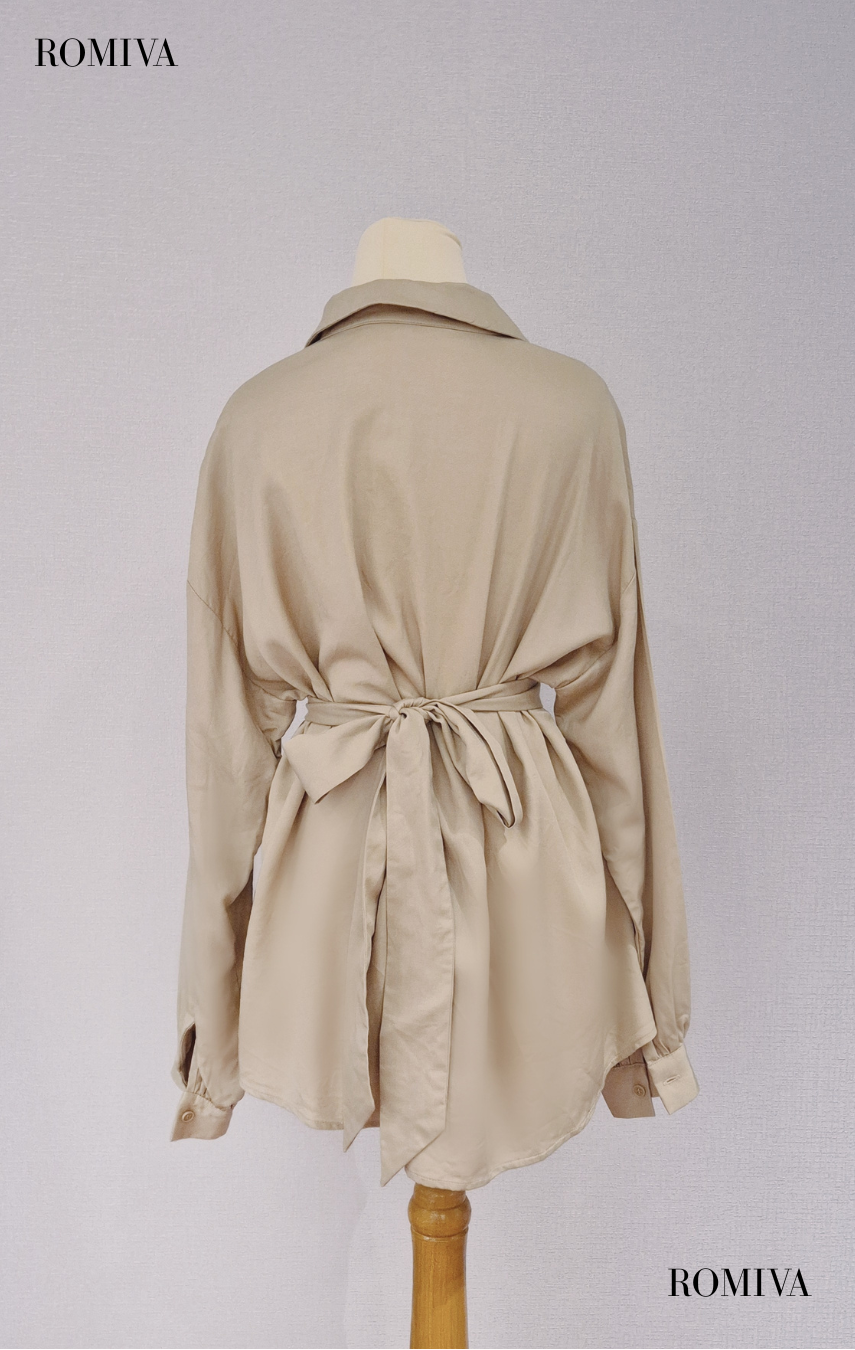 Tencel Signature Blouse - Beige/Black